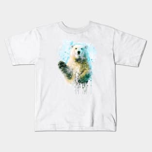 Watercolor Portrait - Polar Bear Waving Goodbye Kids T-Shirt